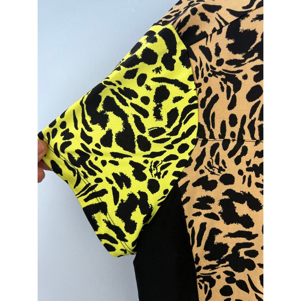 Jamie Sadock Short Sleeve Multicolor Leopard Print 1/4 Zip Golf Shirt SZ L - Picture 4 of 6